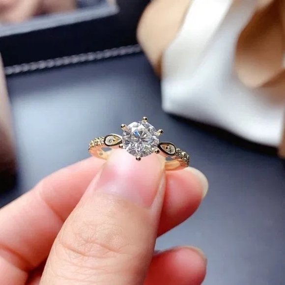 💝 Romantic Beautiful Carved Zircon Gold Plated Dainty Ring for Women,UNVN12001 - Picture 4 of 4